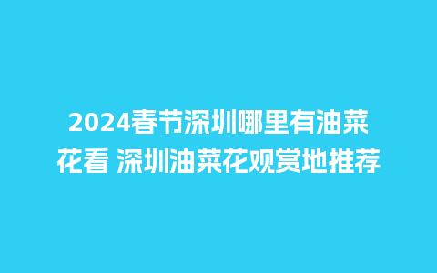 2024春节深圳哪里有油菜花看 深圳油菜花观赏地推荐