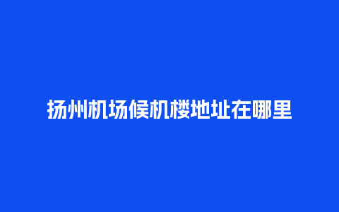 扬州机场候机楼地址在哪里