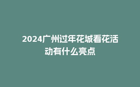 2024广州过年花城看花活动有什么亮点