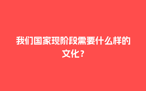 我们国家现阶段需要什么样的文化？