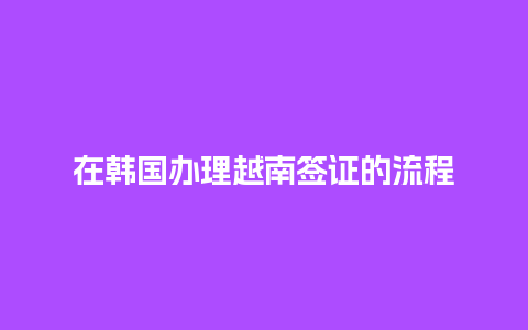 在韩国办理越南签证的流程