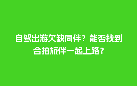 自驾出游欠缺同伴？能否找到合拍旅伴一起上路？