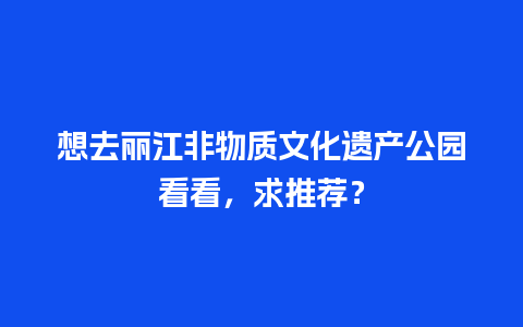 想去丽江非物质文化遗产公园看看，求推荐？