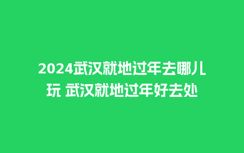 2024武汉就地过年去哪儿玩 武汉就地过年好去处