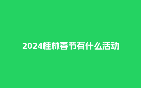 2024桂林春节有什么活动