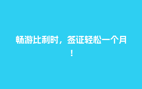 畅游比利时，签证轻松一个月！