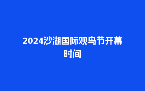 2024沙湖国际观鸟节开幕时间