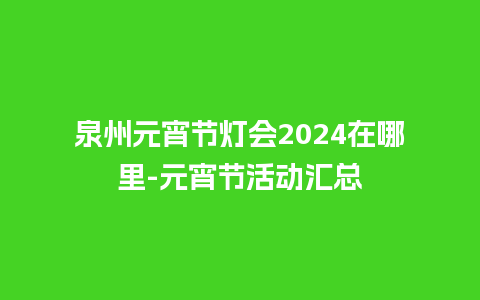 泉州元宵节灯会2024在哪里-元宵节活动汇总