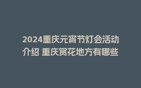 2024重庆元宵节灯会活动介绍 重庆赏花地方有哪些