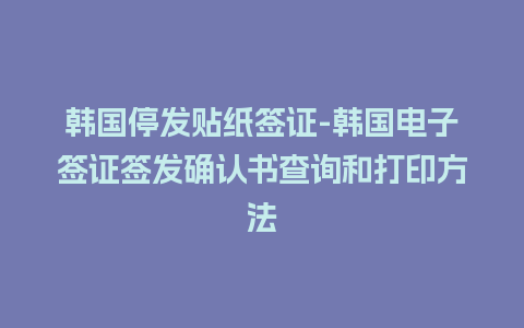 韩国停发贴纸签证-韩国电子签证签发确认书查询和打印方法