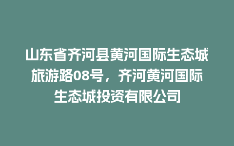 山东省齐河县黄河国际生态城旅游路08号，齐河黄河国际生态城投资有限公司