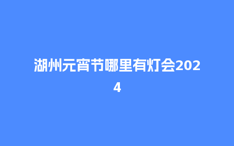 湖州元宵节哪里有灯会2024