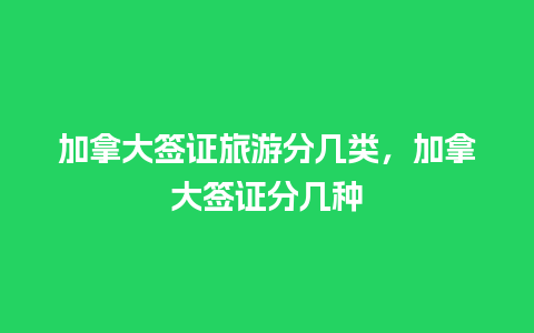 加拿大签证旅游分几类，加拿大签证分几种