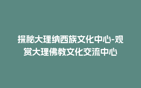 探秘大理纳西族文化中心-观赏大理佛教文化交流中心