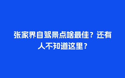 张家界自驾景点啥最佳？还有人不知道这里？