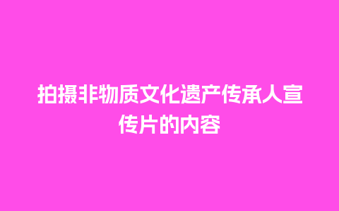 拍摄非物质文化遗产传承人宣传片的内容