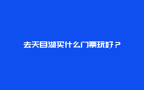 去天目湖买什么门票玩好？