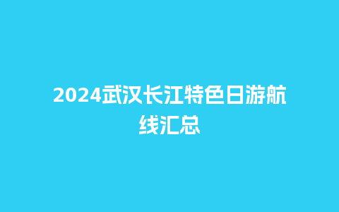 2024武汉长江特色日游航线汇总