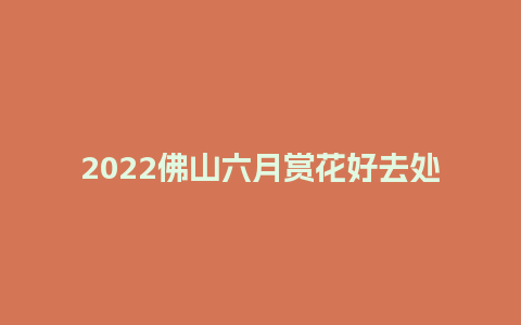 2022佛山六月赏花好去处