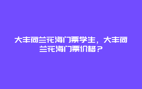 大丰荷兰花海门票学生，大丰荷兰花海门票价格？