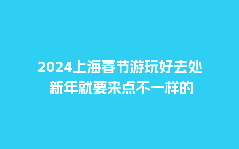 2024上海春节游玩好去处 新年就要来点不一样的