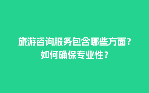 旅游咨询服务包含哪些方面？如何确保专业性？