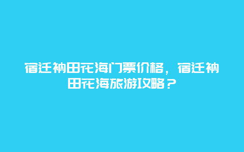 宿迁衲田花海门票价格，宿迁衲田花海旅游攻略？