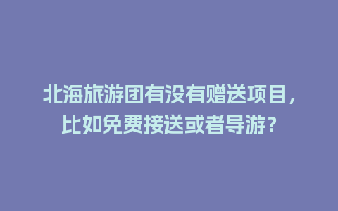 北海旅游团有没有赠送项目，比如免费接送或者导游？