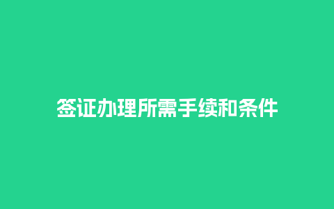 签证办理所需手续和条件