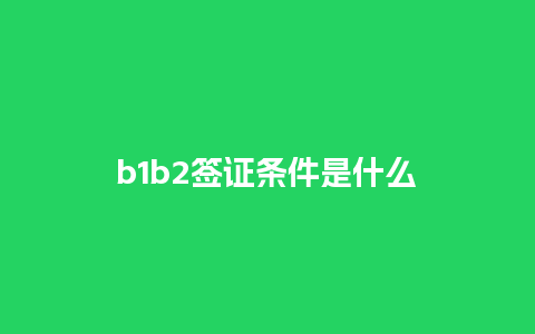 b1b2签证条件是什么