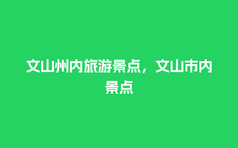 文山州内旅游景点，文山市内景点