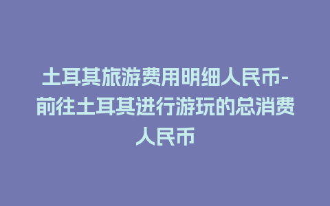 土耳其旅游费用明细人民币-前往土耳其进行游玩的总消费人民币