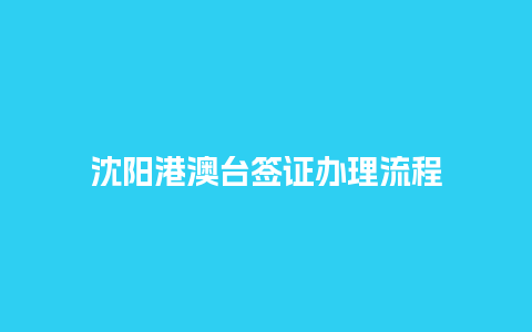 沈阳港澳台签证办理流程