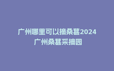 广州哪里可以摘桑葚2024 广州桑葚采摘园