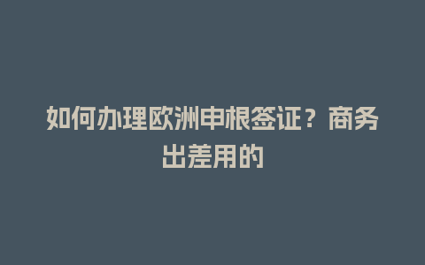 如何办理欧洲申根签证？商务出差用的