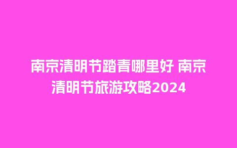 南京清明节踏青哪里好 南京清明节旅游攻略2024