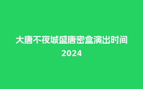 大唐不夜城盛唐密盒演出时间2024