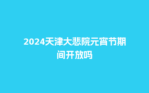 2024天津大悲院元宵节期间开放吗