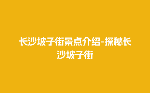 长沙坡子街景点介绍-探秘长沙坡子街