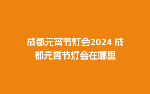 成都元宵节灯会2024 成都元宵节灯会在哪里