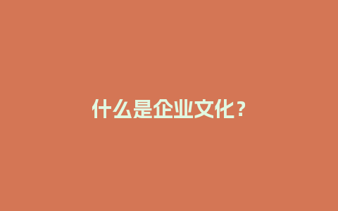 什么是企业文化？