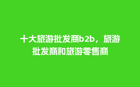 十大旅游批发商b2b，旅游批发商和旅游零售商