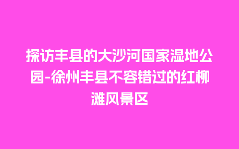 探访丰县的大沙河国家湿地公园-徐州丰县不容错过的红柳滩风景区