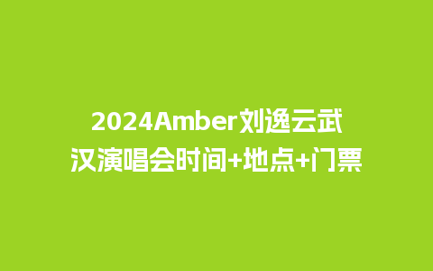 2024Amber刘逸云武汉演唱会时间+地点+门票