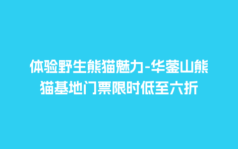 体验野生熊猫魅力-华蓥山熊猫基地门票限时低至六折