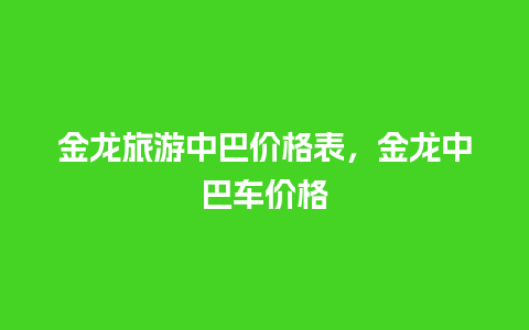 金龙旅游中巴价格表，金龙中巴车价格