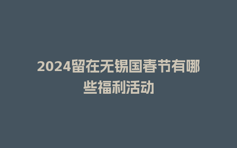 2024留在无锡国春节有哪些福利活动