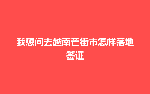 我想问去越南芒街市怎样落地签证