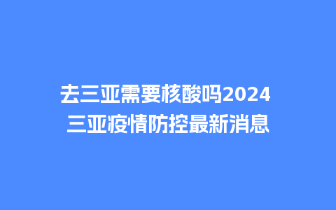 去三亚需要核酸吗2024 三亚疫情防控最新消息