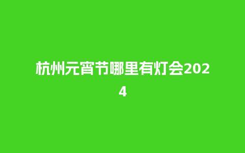 杭州元宵节哪里有灯会2024